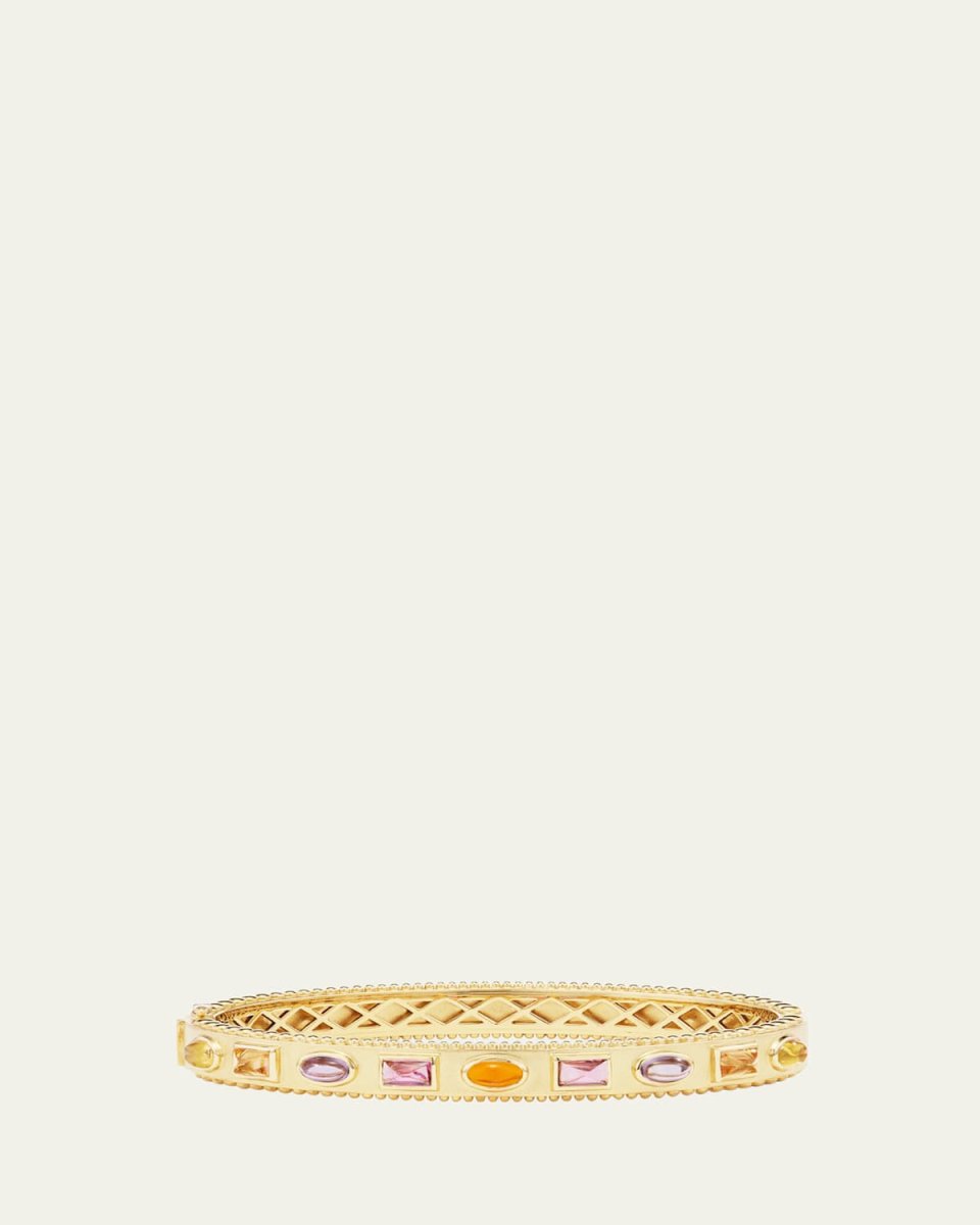 18K Cabochon Bangle in Pink/Orange